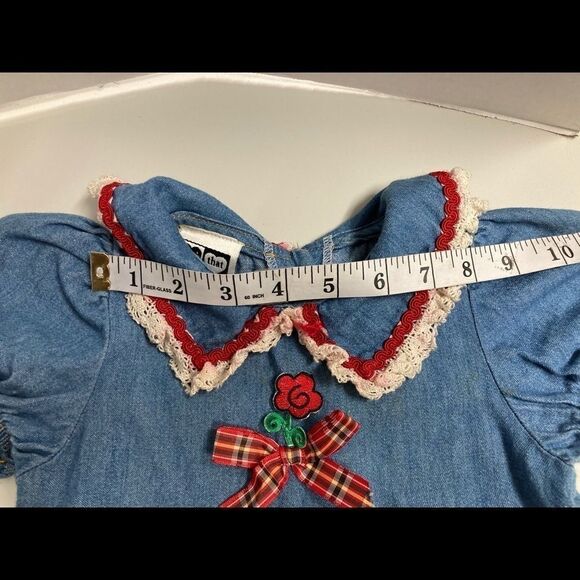 WHO’S THAT BABY VINTAGE‎ Youth Girl’s Denim Jumper Jumpsuit Size 3T Made in USA - Picture 11 of 12